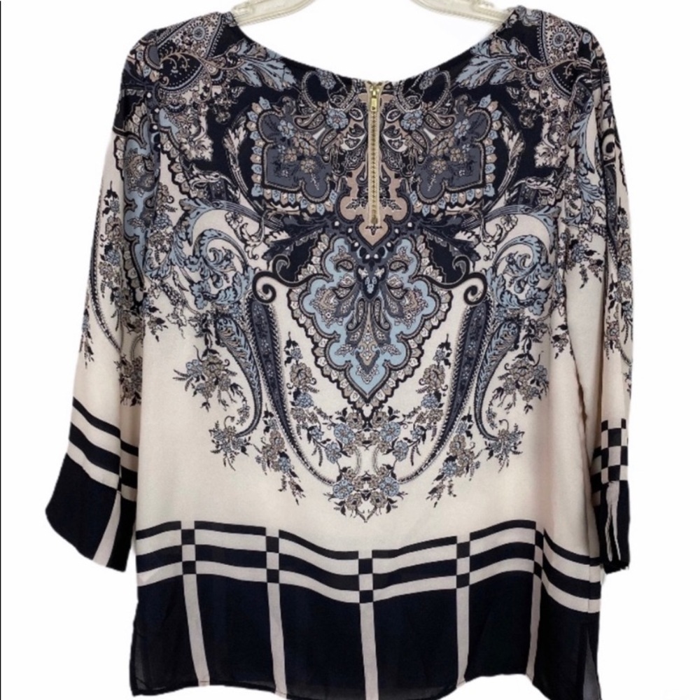 Adrianna Papell Patterned Blouse Long Sleeves Size S - Picture 6 of 8